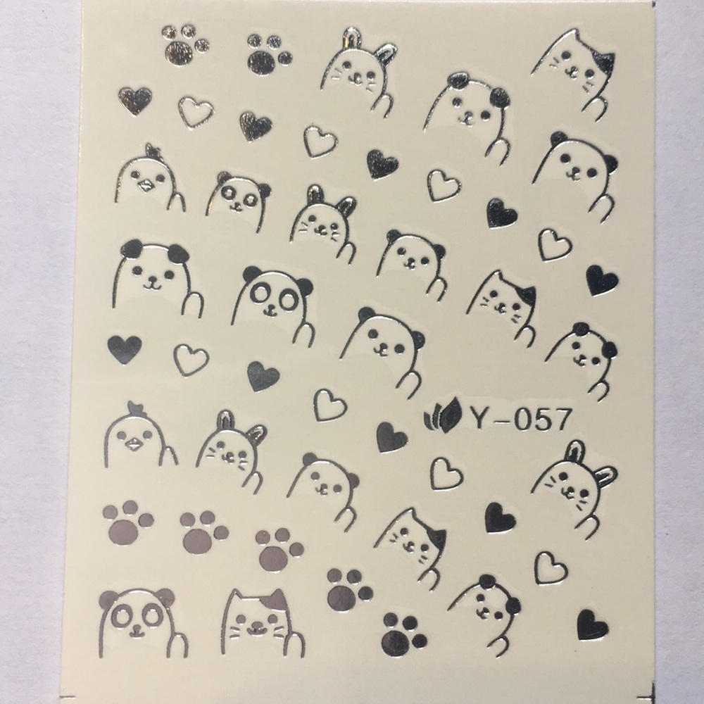3 / $12 Nail Art Waterslide Tattoo Silver Animals